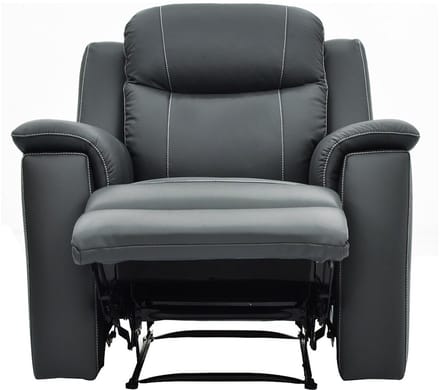 Vente-unique Driezits, tweezits relaxbank en relaxfauteuil EVASION van leer - grijs