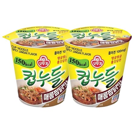 Ottogi Cup Noodle Pittige Gestoomde Kip, Jjimdak-smaak 45,5 g (3 Verschillende hoeveelheden) 2 yellow