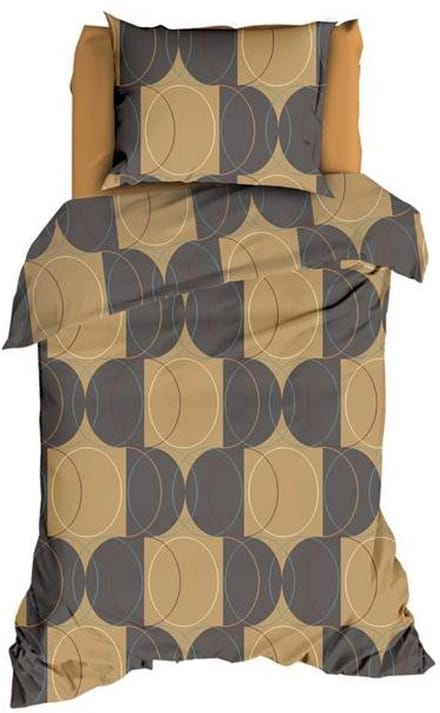 Romanette Swing Dekbedovertrek - Eenpersoons - 140x200/220 cm - Camel/Grijs