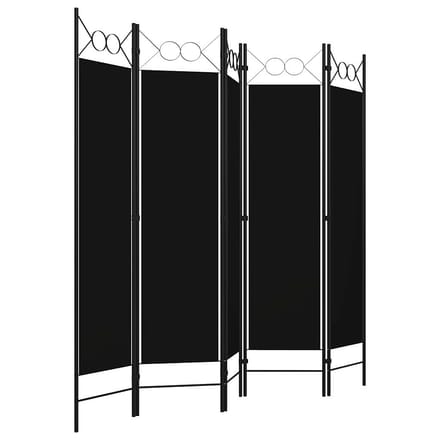 vidaXL - Kamerscherm - met - 5 - panelen - 200x180 - cm - zwart