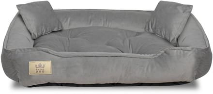 Hondenbed, box, 75x65 cm, grijs fluweel