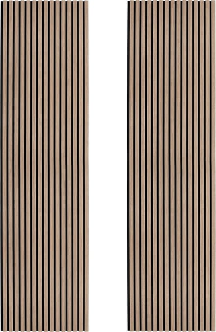 Akoestische lamellenpanelen x2 - licht walnoot - 240x60 cm