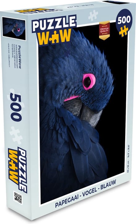 Puzzel Papegaai - Vogel - Blauw - Legpuzzel - Puzzel 500 stukjes