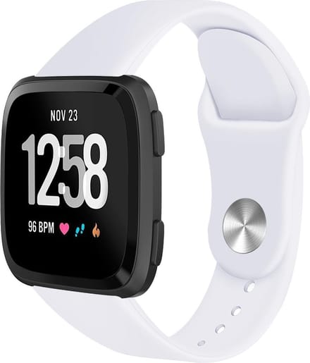 123watches siliconen sport band - wit - ML - Geschikt voor Fitbit Versa 1 & 2 / Lite