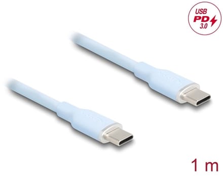 Delock USB 2.0 Cable USB Type-C™ male to male PD 3.0 60 W 1 m blue Silicone