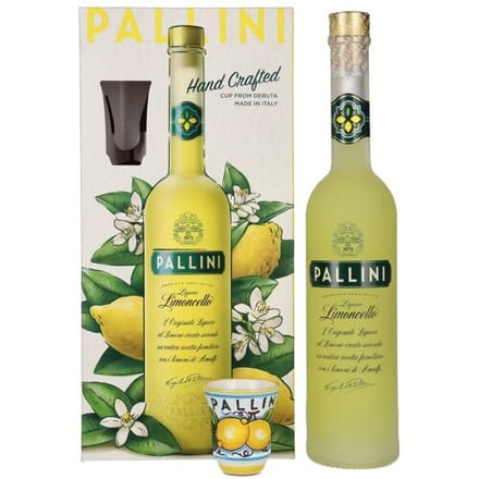 Pallini Limoncello Liqueur 26% Vol. 0,5l in geschenkverpakking met Keramik-Becher