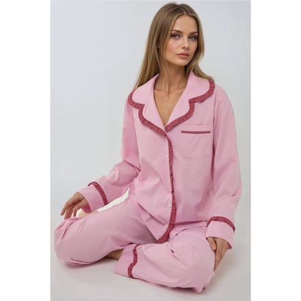 Overhemdkraag Katoenen Geruite Pyjama Set