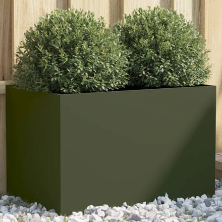 vidaXL - Plantenbak - 62x40x39 - cm - staal - olijfgroen