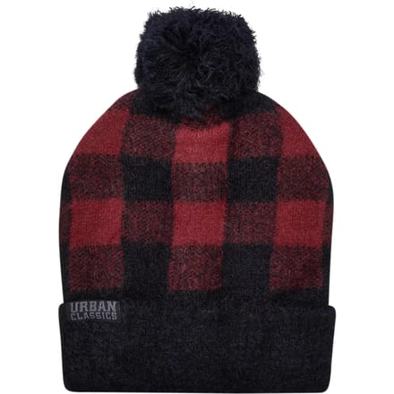 Urban Classics - Pom black/red one size Pompom Beanie muts - Rood/Zwart