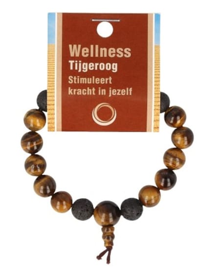 Tijgeroog powerbead mannen armband + kaart 21 cm