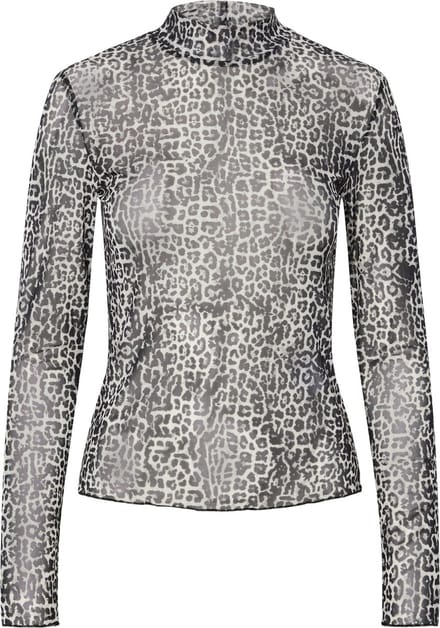 Pieces T-shirt Pcjeshi Ls High Neck Top Jrs Bc 17159223 Rabbit/leopard Dames Maat - S