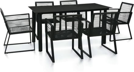 vidaXL - 7-delige - Tuinset - PVC-rattan - zwart