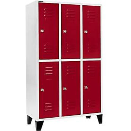 Schäfer Shop Select Kledinglocker, met 3 x 2 compartimenten, 400 mm, met poten, cilinderslot, Deur robijnrood