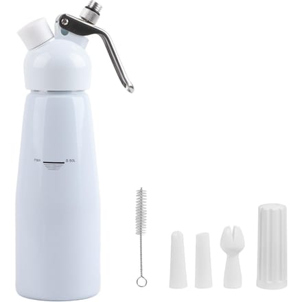 500 ml Aluminium Slagroom Dessert Crème Boter Dispenser Klopper Schuimmaker met 3 Spuitmonden (Wit) wit