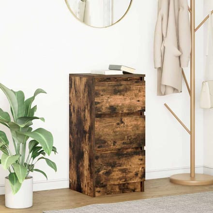 vidaXL - Dressoir - 37,5x35x76 - cm - bewerkt - hout - gerookt - eikenkleurig