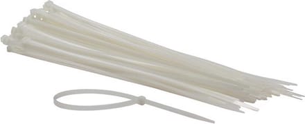Perel Set nylon kabelbinders 4.8x300mm - Wit, UV-bestendig, 100 st.