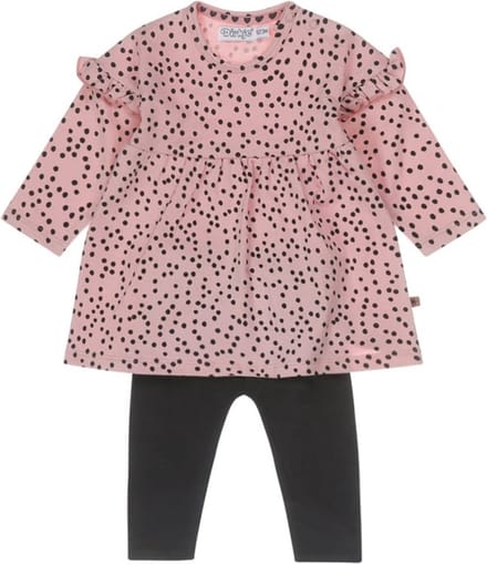 Dirkje-Girls 2 pce babysuit ls-Dusty Pink - Maat 80