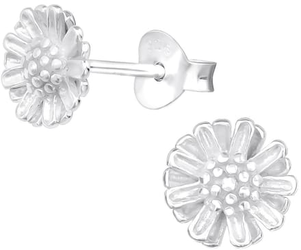 Joy|S - Zilveren bloem oorbellen - 7 mm - oorknoppen