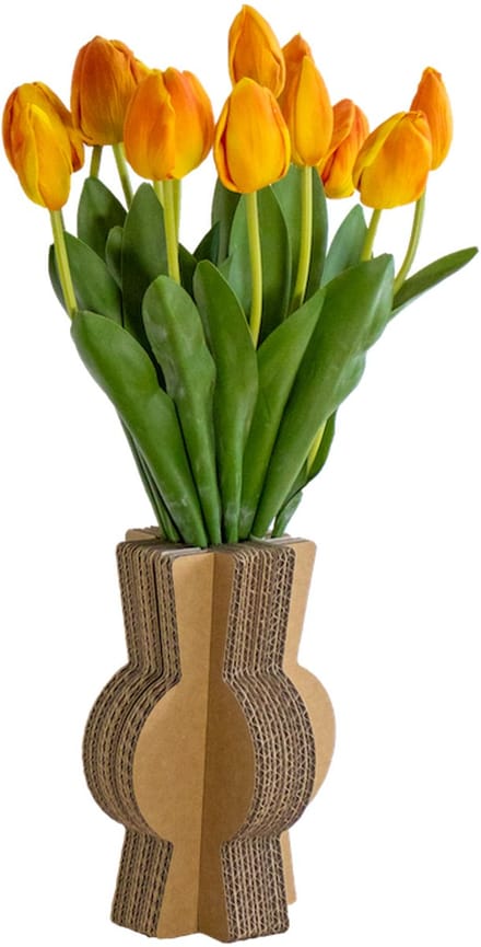 Kartonnen droogbloemen vaas loïs - 10 x 10 x 22 cm - Kartent