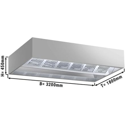 GGM Gastro Induktions-Deckenhaube - 3200mm - ohne Motor - mit Filter