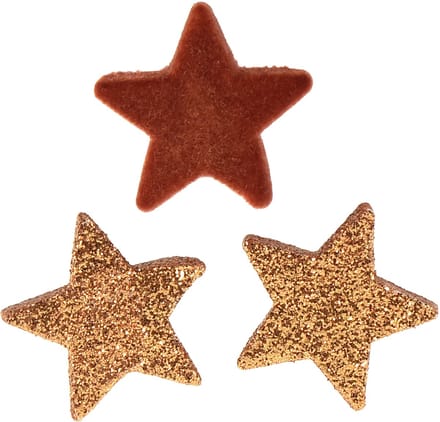 Strooidecoratie kerststerren bruin/oranje Ø4/5cm 40 st, 40 Stück