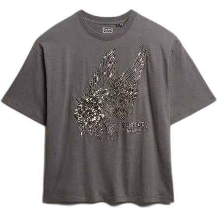 Superdry Tattoo Versierd Oversized T-shirt Dark Grey Grootte: 42