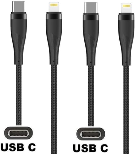 2 stuks OneOne USB C naar Lightning kabel. 1,0m zwarte laadkabel. Oplaadkabel past op Apple iPhone 13 Mini, iPhone 13 Pro, iPhone 13 Pro Max, iPhone 14, iPhone 14 Plus, iPhone 14 Pro, iPhone 14 Pro Max