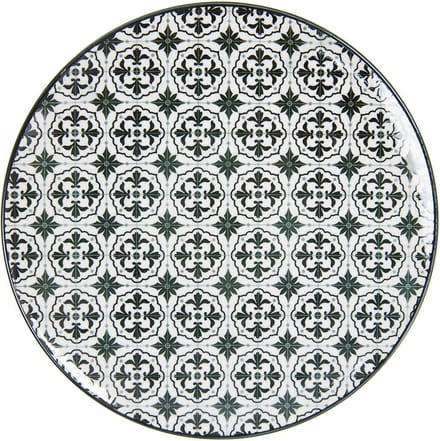 Clayre & Eef Dinerbord Ø 26 cm Zwart Wit Keramiek
