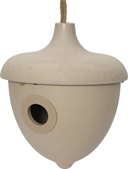Decoris Vogelhuisje - bamboe hout - beige - D17 x H19 cm - nestkastje