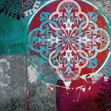 Safaary - Aziatische Schilderij Mandala Rood Turquoise