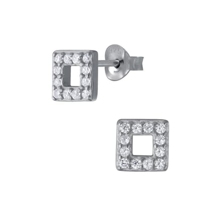 Joy|S - Zilveren vierkant oorbellen - 6 mm square - zirkonia