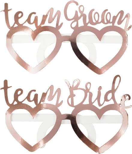 Papieren brillen - Team Bride & Team Groom (8 stuks)