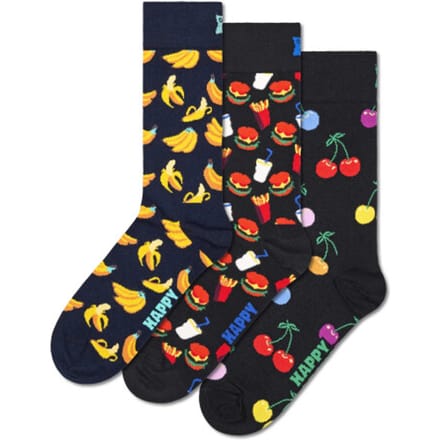 Happy Socks Classic Sokken Banaan Kersen Hamburger 3-Pack - Maat 36-40