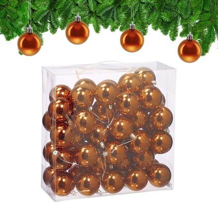 kerstballen set van 50 - Ø 6 cm - glanzend - kunststof - oranje