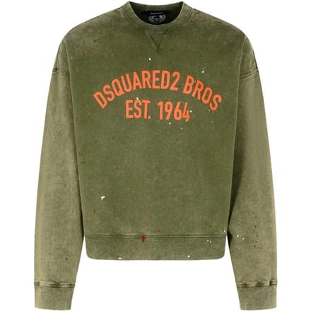 Dsquared2 Bros Est 1964 Design Cypro Fit Militair Groene Sweatshirt