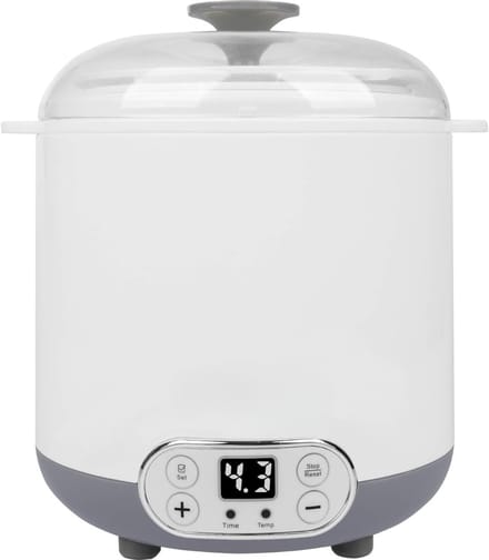 Aura® Yoghurtmaker - Yoghurtmakers - Yoghurtmachine - 9 x 170 ml - 25 tot 65 Graden - WitGrijs - 17cm x 20cm x 22cm