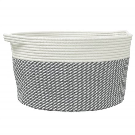 vidaXL - Opbergmand - Ø - 40x25 - cm - katoen - grijs - en - wit