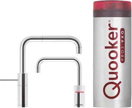 Quooker TWINTAPS Nordic Square Kokendwaterkraan - U uitloop - PRO3 VAQ - Chroom