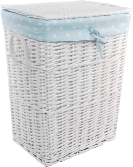 Wasmand Wilg Wit met Uitneembare Katoenen Voering - 32x24x46 cm
