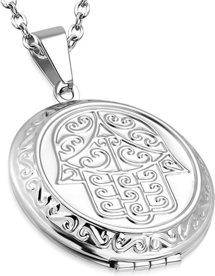 Amanto Ketting Bo - 316L Staal - Fatima - Medaillon - 32mm  - 50cm