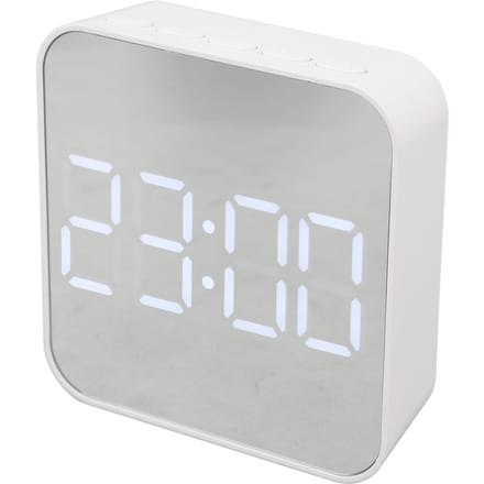 Horloge Numérique LED 2 Réglages d'Alarme Multifonctionnelle Petite Horloge Réveil Électronique avec Température Date blanc