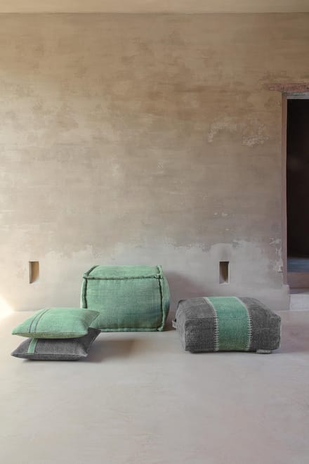 LIGNE PURE Mellow – kussen – katoen – eco – handmade - modern – boho - Grijs Groen – 45x45