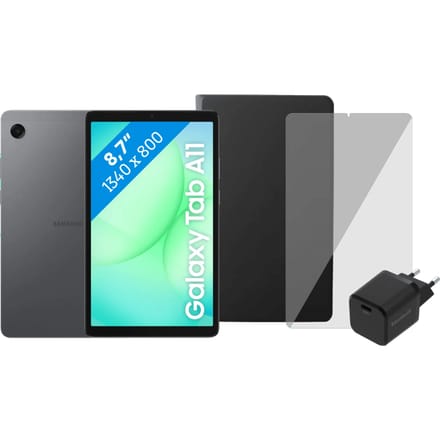 Samsung Galaxy Tab A11 8,7 inch 128GB Wifi + 4G Grijs + Compleet Accessoirepakket