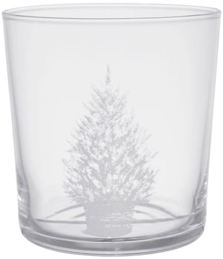 KERST - glas met kerstboom - ZES stuks - waterglas met kerstboom - limonadeglas