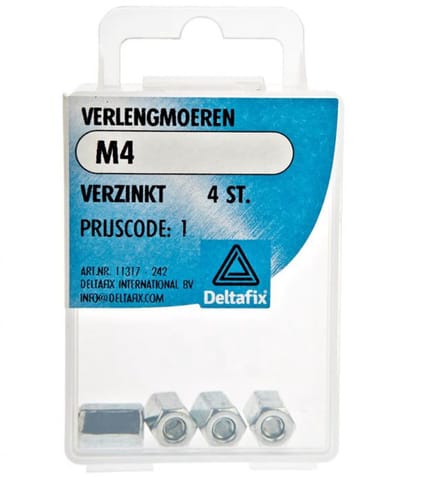 Deltafix - Verlengmoer staal verz m8