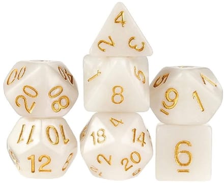 Lapi Toys - Polydice - Dnd dice set - Incl. dice bag - Acryl - Wit