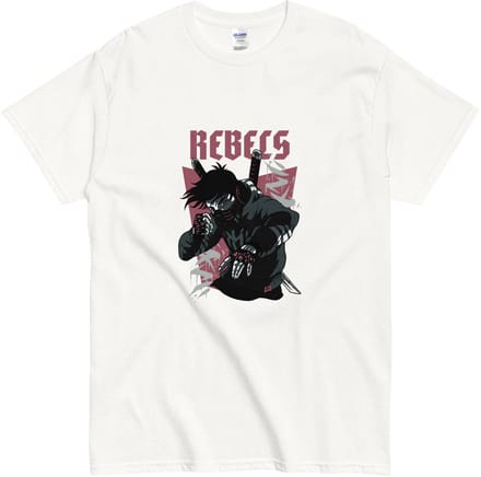 Anime Rebels T Shirt Dames Heren - Katoen - Wit - S