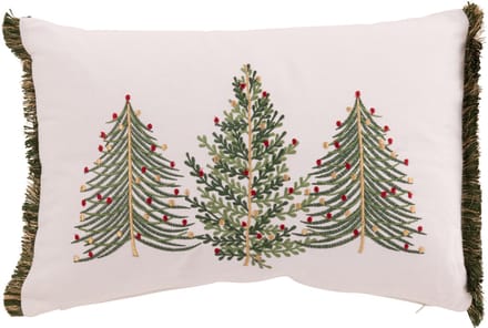 J-Line kussen Kerstbomen - katoen - wit/donkergroen