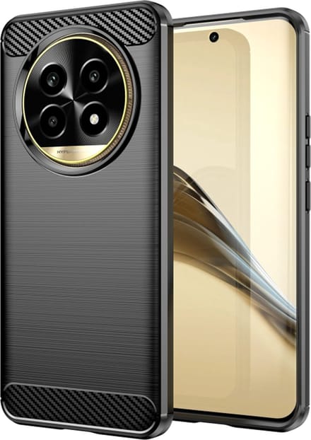 Hoesje geschikt voor Realme 13 Pro / 13 Pro Plus - Techsuit Carbon Silicone Back Cover - Zwart