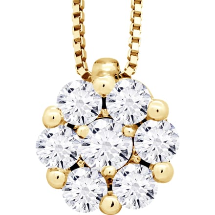 Diamonds kraag Solitaire 0,35 Cts Serti illusie 1,25 Cts Yellow Gold